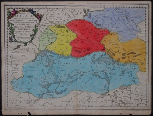 Litwa "Partie de Lithuanie ou est le Palatinat de Nowogrodeck Litawiski,Bressici ou Polesie" Sanson 1665