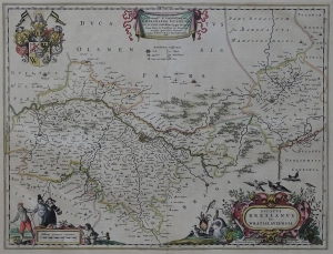 Księstwo Wrocławskie "Ducatus Breslanus five Wratislaviensis" Blaeu 1660