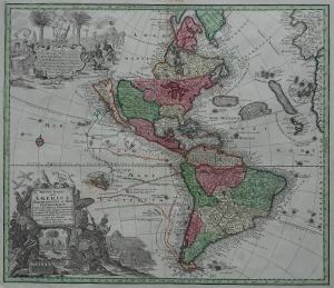 Ameryka "Novus Orbis Sive America Meridionalis et Septentrionalis" Matthäus Seutter 1730