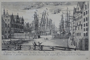 Gdańsk Widok Motławy z Mostu Krowiego Deisch 1765