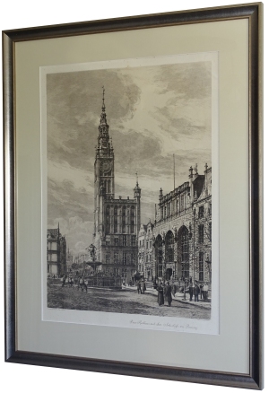 Gdańsk, Ratusz, Dwór Artusa "Das Rathaus mit dem Artushofe zu Danzig" Hugo Ulbrich 1909