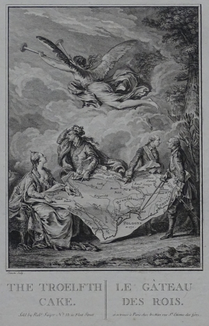 Kołacz królewski "THE TROELFTH CAKE LE GATEAU DES ROIS"  Le Mire Moreau 1773