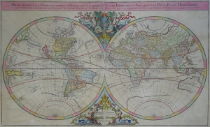 Mapa Świata "Mappe-monde Geo-Hydrographique ou Description Generale du Globe Terrestre" Sanson Jaillot 1691