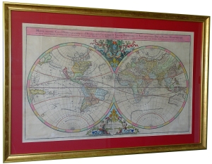 Mapa Świata "Mappe-monde Geo-Hydrographique ou Description Generale du Globe Terrestre" Sanson Jaillot 1691