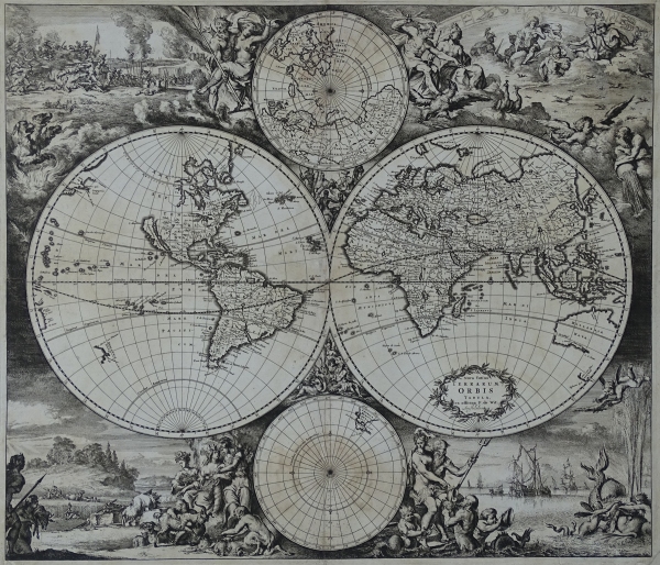 Mapa Świata "Nova Totius TERRARUM ORBIS TABULA  ex officina F. de Wit Amstelodami" Frederick de Wit 1668